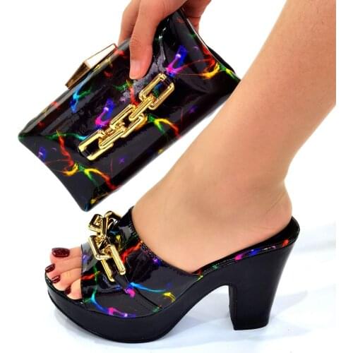 Doershow African fashion Italian Shoes And Bag Sets For Evening Party With Stones gold Italian Handbags Match Bags! HOU1-11
