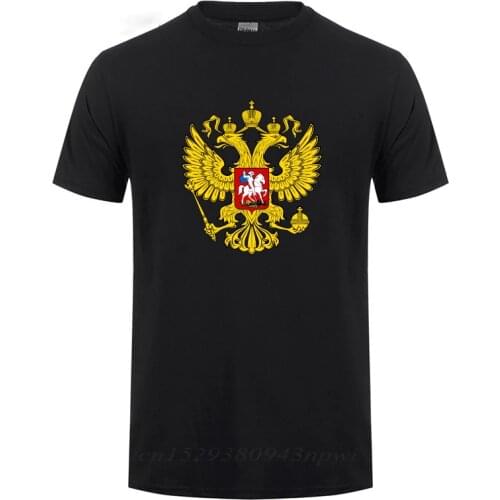 Russia Is Our Power Coat Of Arms Of Russian National Emblem Couple Gold Eagle T Shirt For Male Men Short Sleeve Cotton T-Shirt