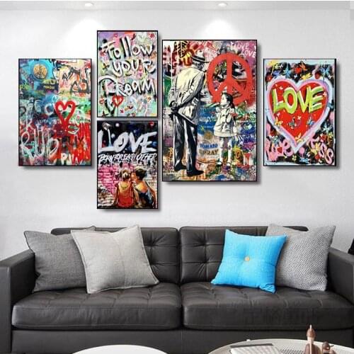 Graffiti Art Street Art Follow Your Dreams Canvas Painting Wall Art for Living Room Home Decoration Painting