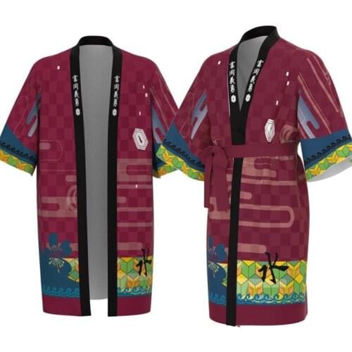 Demon Slayer Kimetsu No Yaiba Kochou Shinobu Kamado Tanjirou Cosplay Casual Cartoon Printing Anime Bathrobe Cloak Kimono Gift