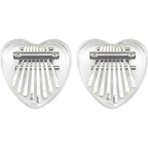 2Pcs 8 Keys Mini Kalimba Thumb Piano, Crystal Kalimba Acrylic Finger Piano Musical Instrument for Kids Adult Beginners