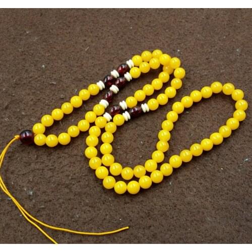 2pc The new factory wholesale high-quality chicken oil yellow amber necklace cord necklace 8 mm beeswax special offerroom Art