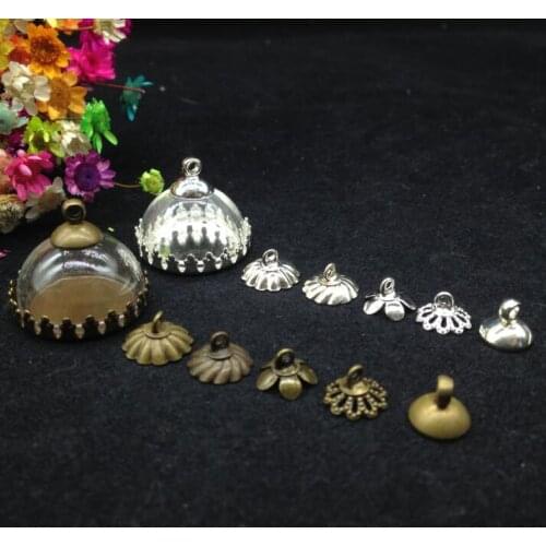 50ets/lot20mm Transparent Glass Globe necklace kit half round glass Bottle Pendant DIY accessories bottle Charm Jewelry Supplies