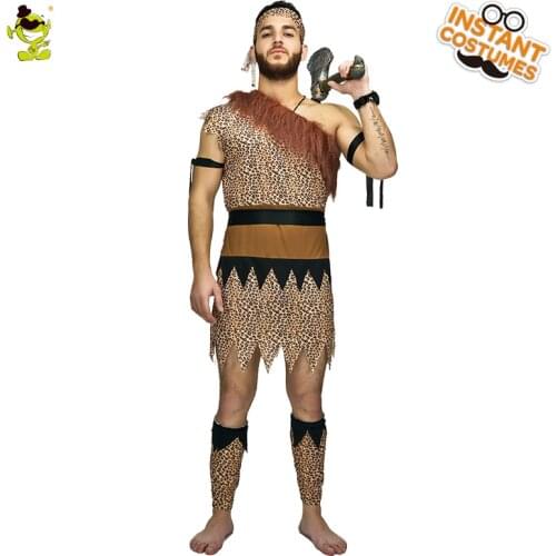 Ancient Caveman Costume Primitive Stone Age Original Life Halloween Role Play Mens Caveman Costumes