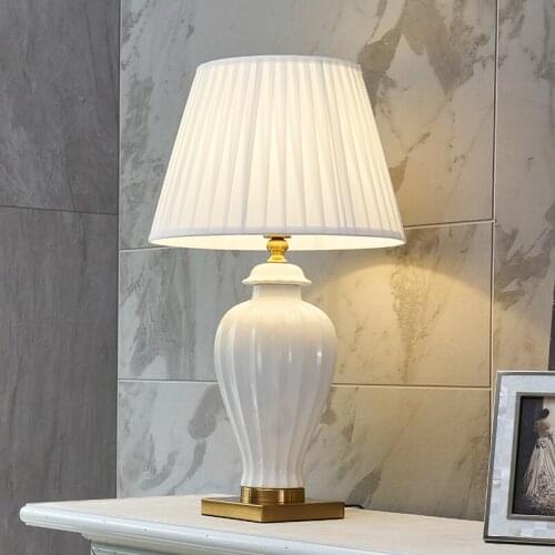 Buy 2 Get 20% Off 40x70cm Flower Shaped White Ceramic Large Table Lamps For Living Room Bedroom Bedside Lamp Home Decoration