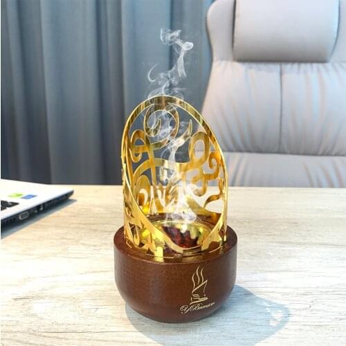 YB censer Calligraphy Incense Burner - Metalic Resin Burner Holder with Wooden