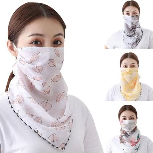 New Sunscreen Summer Neck Cover Thin Summer Breathable Silk Scarf Full Covering Chiffon Triangle Scarf Outdoor Riding