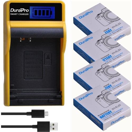DuraPro 1850mAh EN-EL23 EN EL23 Camera Li-ion Battery + LCD USB Charger For Nikon COOLPIX P900, P610, P600, B700, S810c Camera
