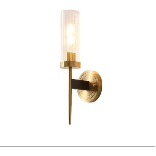 Full copper wall lamp post modern creative simple bedroom lamp bedside lamp living room aisle TV background wall lighting