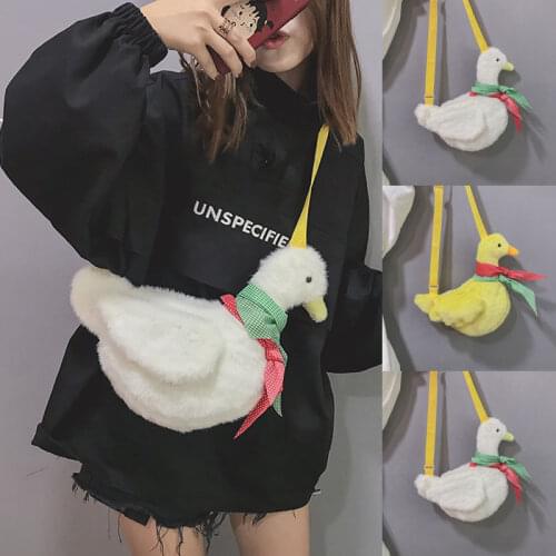 Toddler Newborn Cute Messenger Handbag Wallet High Street Wear Cartoon Sweet Duck Plush Crossbody Bag Shoulder Bag Fashion Bags