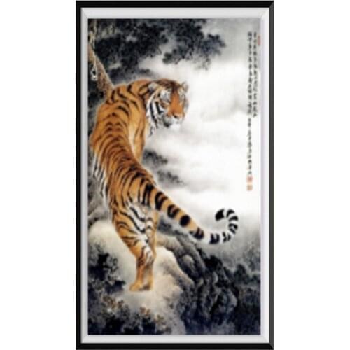 DIY5D round diamond painting tiger painting cross stitch Mosaic pattern living room decoration wallpaper home paint new arrival