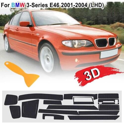Car Interior Stickers Decals W/ Scraper 3D/5D Carbon Fiber Style For BMW 3 Series E46 2001-2004 LHD Car Styling Accessories