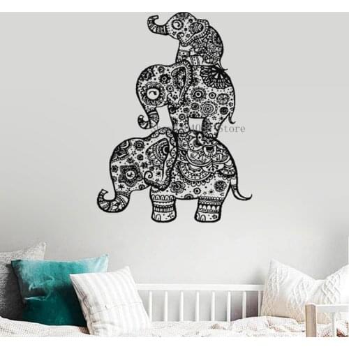 Animal Wall Decal Vinyl Waterproof Stickers Elephant India Mandala Buddha Elaphant Art Decoration Decal Wallpaper CN040