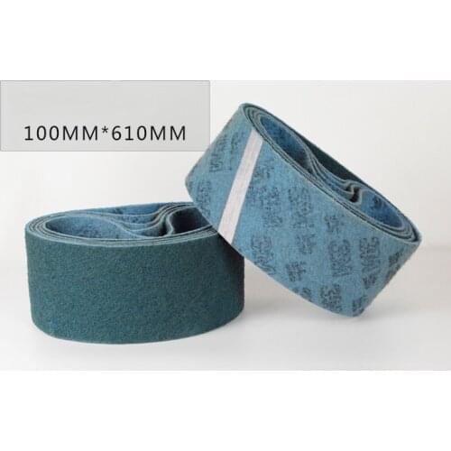 New 2pcs 610*100mm Non-woven Nylon Abrasive Sanding Belt P150-600 Nylon Emery belt for Stainless Steel Metal Striping Deburring
