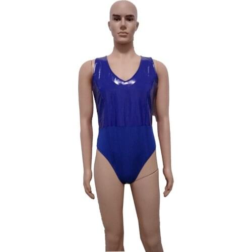 NEW style PU Leather PVC Shiny Sexy Women Bodysuit V-Neck jumpsuit One Piece Swimsuit tights