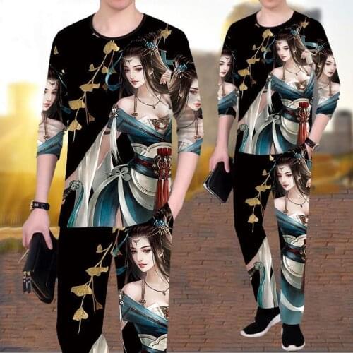 Autumn long-sleeved T-shirt casual round neck bottoming shirt large size trend Chinese style beauty pattern mens suit