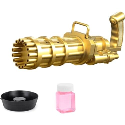 Battery Operated Electric Gatling Bubble 15 Holes Bubble Machine for Kids Outdoor Game Toys for Children Fun
