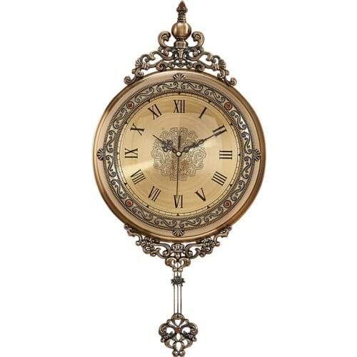 Luxury Metal Pendulum Wall Clock Living Room Simple Nordic European Creative Wall Watch Gold Luxury Quartz Home Decor AB50ZB