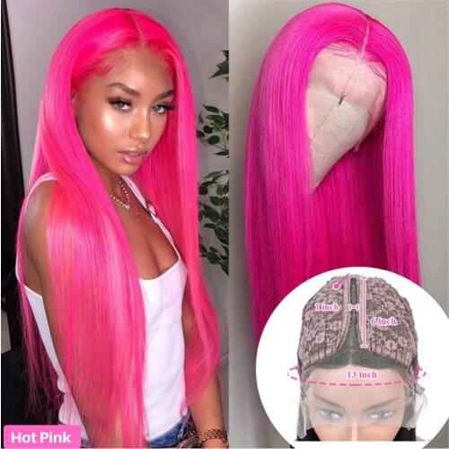 Sapphire Hot Pink Lace Front Wig Human Hair Wigs Plucked Brazilian Straight 13x1 Deep Part 613 Honey Blonde Hd Lace Frontal Wig