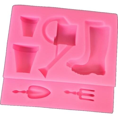 Watering Pot Flower Garden Fondant Cooking Tool Silicone Fondant Paste Mold Cake Decorating Polymer Clay Candy Cake Sculpey