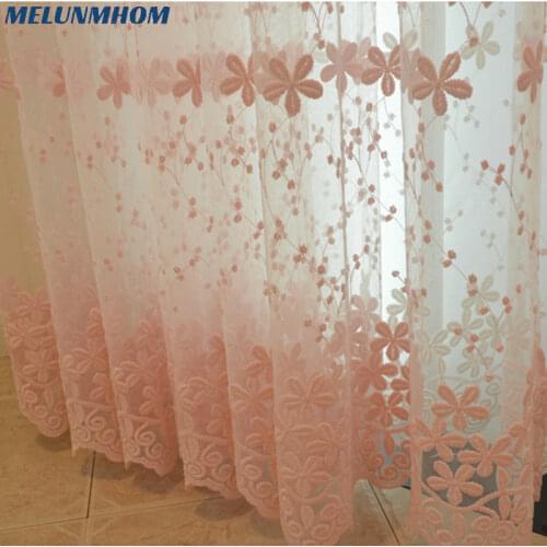 Modern Curtains Window Treatments Sheer Embroidery Flowers Lace Finished Curtains For Living Luxury Tulle Children Room Bedroom