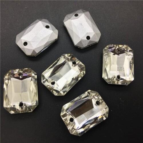 TopStone 8x10 13x18 10x14 mm Pointback Rectangle Octagon sew on Rhinestone Crystal clear Color Glasss Crystal Sew on Stone