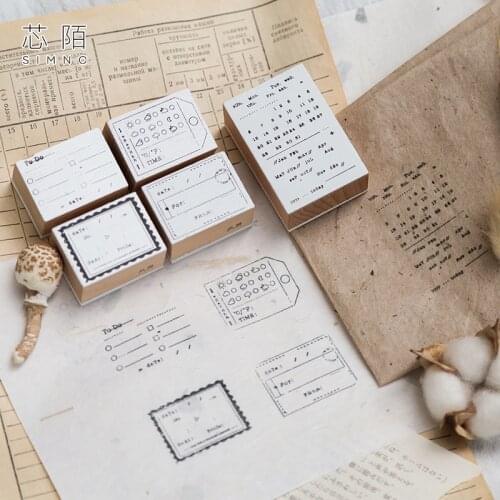 Retro Travel Time Month Week planner decoration stamp wooden rubber stamps for scrapbooking stationery DIY craft standard stamp