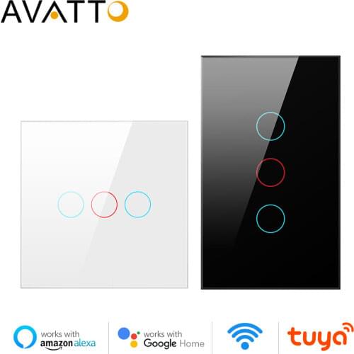 AVATTO Tuya WiFi Smart Light Switch with Luxuray Glass Panel, Touch Sensor Smart Wall Switch Voice Work with Alexa, Google Home