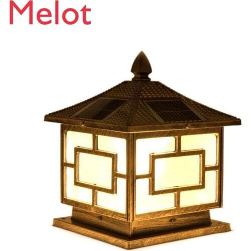 In Chinese Antique Style Solar Led Pillar Lamp Villa Garden Outdoor Solar Chinese Character Wall Lamp