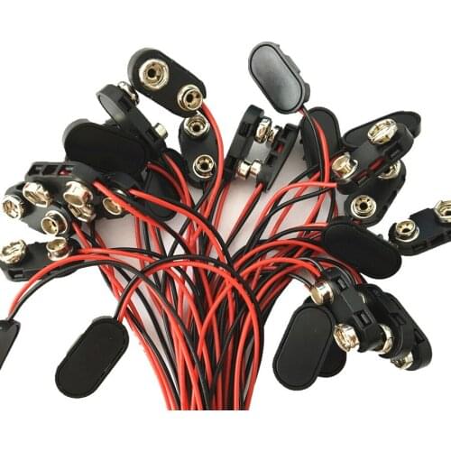9V battery snap 9V battery connector I shape button snap plastic case copper button with 6''leads 4mm tin ends,3000pcs/lot