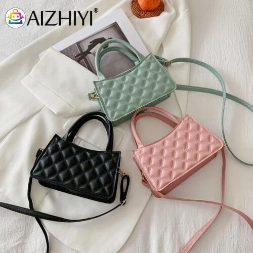 Women PU Leather Lattice Pattern Crossbody Bag Fashion Ladies Solid Color Purse Fashion Cell Phone Crossbody Messenger Bag