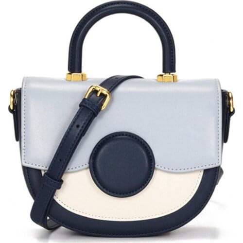 Color Matching Handbags for Women Shoulder Crossbody Saddle Bags Genuine Leather Designer Bag Female Casual Small Beach Purses