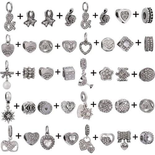 2Pcs/Lot 45 Styles Fashion Brand Charm Bracelet With Shinning Heart Charm Pendants For Women Lucky Knot Jewelry Gift Making