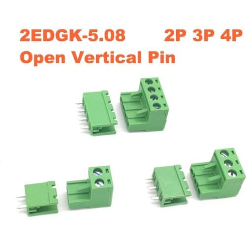 30/50pcs Pitch 5.08mm 2P 3P 4P Screw Plug-in PCB Terminal Block 2EDGK 2EDGV Open Straight Pin Male/Female Pluggable Connector