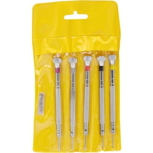 5pcs Clock Repair Tool Kit Mini Screwdriver Link Pin Remover Screwdriver Cutter Heads For Repairing Eyeglass