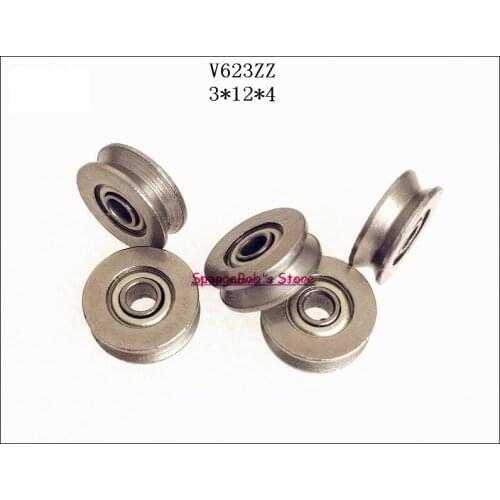 50pcs/Lot V623ZZ V623 623VV 3x12x4mm V Groove Carbon Steel Deep Groove Ball Bearing Traces Walking Guide Rail Bearing