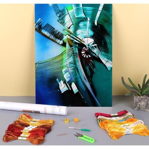 Abstract Biomechanical Mandala Printed 11CT Cross Stitch DIY Embroidery Patterns DMC Threads Handmade Knitting Hobby Sales