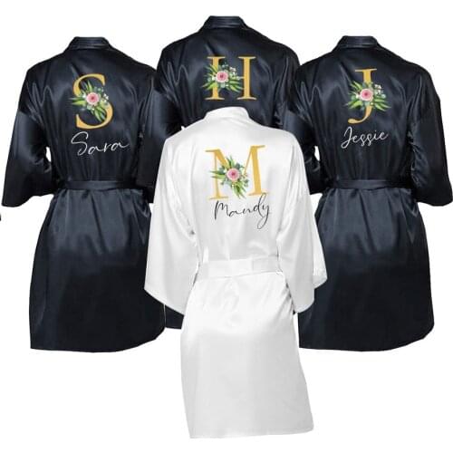 Wedding Dressing Gown Personalised Names BRIDE&Bridesmaid Satin Custom Robes for Gifts Mother of Bride/Groom Squad Sleepingwear