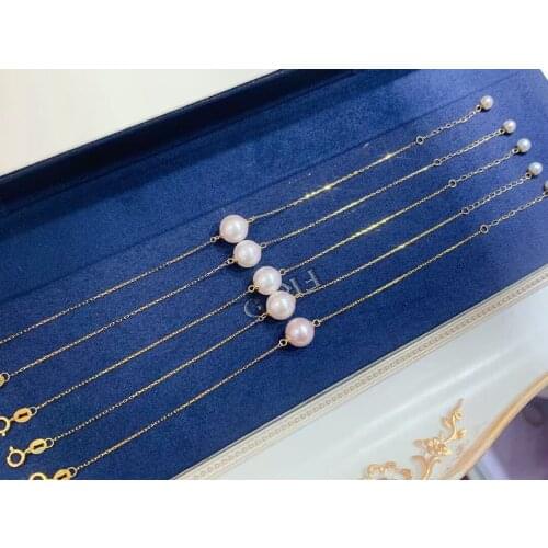 MADALENA SARARA 18k Gold Women Double Freshwater Pearl Bracelet Korean Style Handmade Natural White Pearl Chain Bracelet