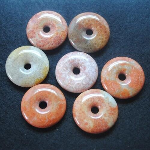 Nature gem stone round shape size 25mm 30mm 35mm for women necklace beads accessories fossile stone top selling jewelry findings