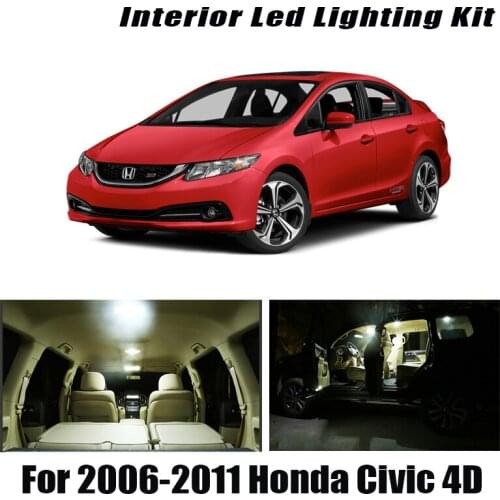 Canbus 8Pcs For Honda Civic 8 4D Sedan Coupe Hatchback 2006-2010 2011 Vehicle Led Interior Light License Plate Lamp Kit