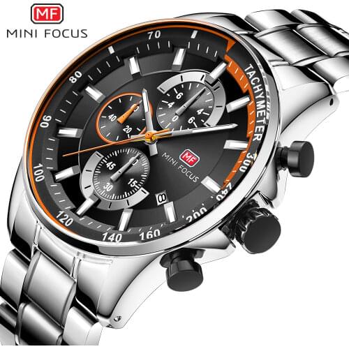 Classic Quartz Mens Watches Top Brand Luxury 3 Sub-dial 6 Hands Date Display Fashion Sports Chronograph Wristwatch MINI FOCUS