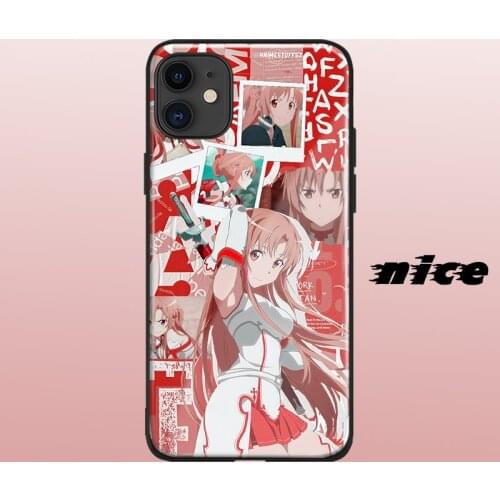 Sword Art Online Yuuki Asuna cover FOR iPhone SE 6s 7 8 x xr xs 11 pro max Samsung s note 10 20 plus glass phone case shell