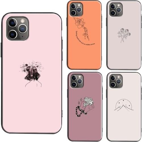 Minimal Aesthetics Flowers TPU Case For iPhone X XR XS Max SE 2020 6S 7 8 Plus 11 Pro Max 12 Pro Max mini Coque