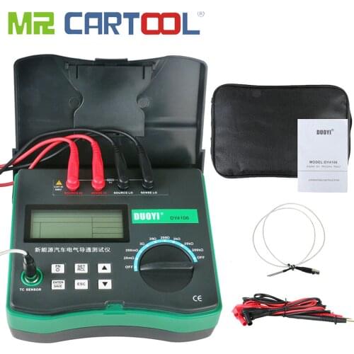 DY4106 Digital Resistance Circuit Electrical Tester Micro Ohm Meter W/ Temperature Sensor Battery Powered Gigital Millionm Meter