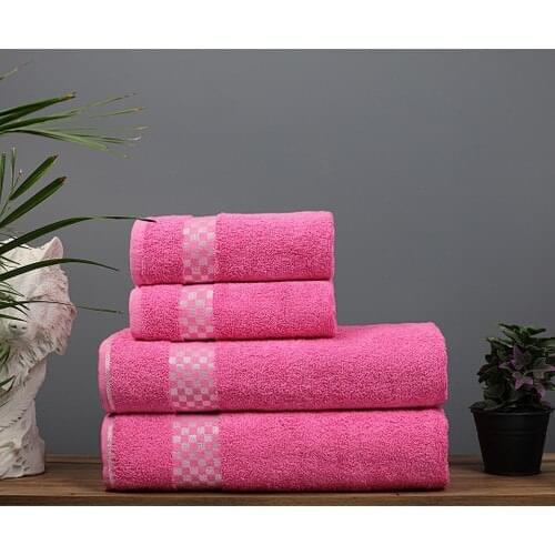 Shal Home Cotton 4'lü Towel Set Pink
