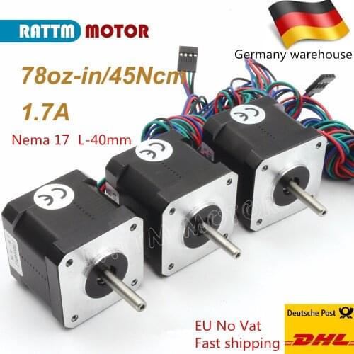 3pcs Stepper Motors set Nema17 4 lead wrie 40mm motor for 3D printer with 1m cable W Connector