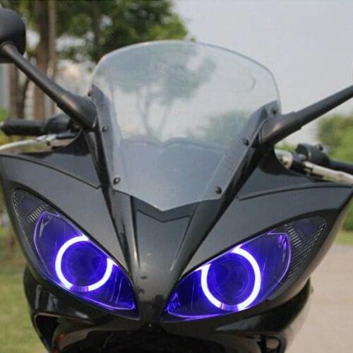 Motorcycle Custom HID Projector Headlight Assembly Xenon Headlamp Low High Beam LED Blue Angel Eyes Lamp For Yamaha FZ6S 03-09