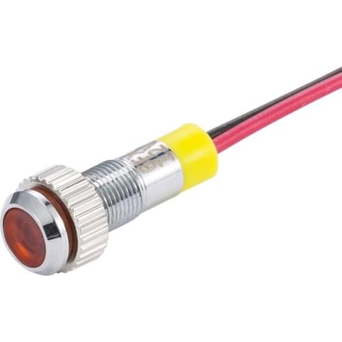 IP62 Waterproof One Color Flashing LED Metal Warning Indicator Light 6mm Pilot Signal Lamp 3V 6V 12V 24V 36V DC with Wire