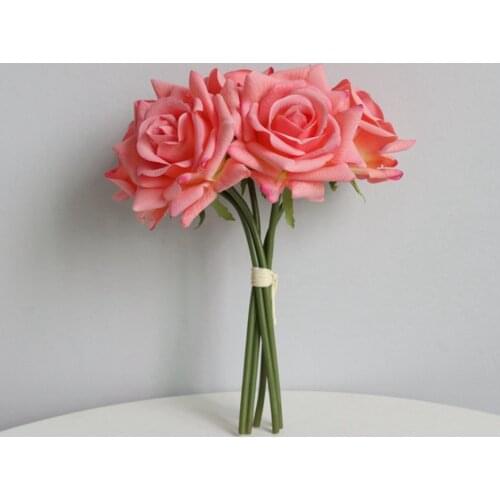 Artificial Flower Wedding Hand Flowers False Hydrangea Moisturizing Feel Bridal Bouquets Throwing Bouquets Curling Rose Bouquet